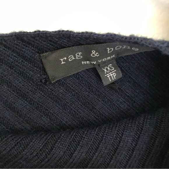 Rag & Bone Ribbed 100% Extra Fine Merino Wool Gold Button Sweater Top - 2XS - Picture 4 of 12